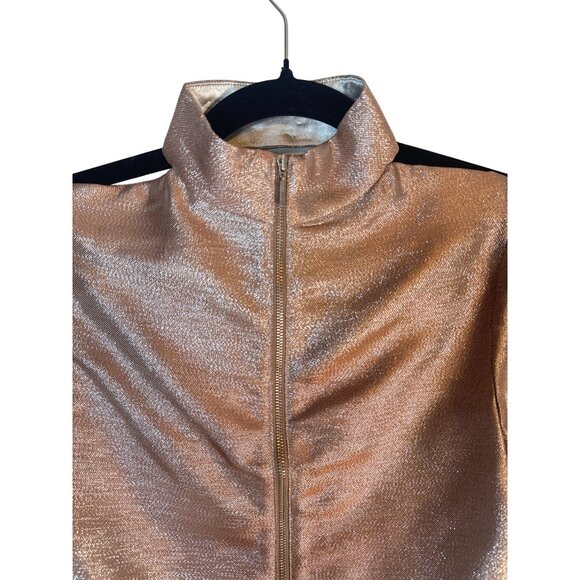 Choosy Bronze Metallic Size 0 Puff Sleeve Top Polyester Blend NWT - Picture 4 of 10